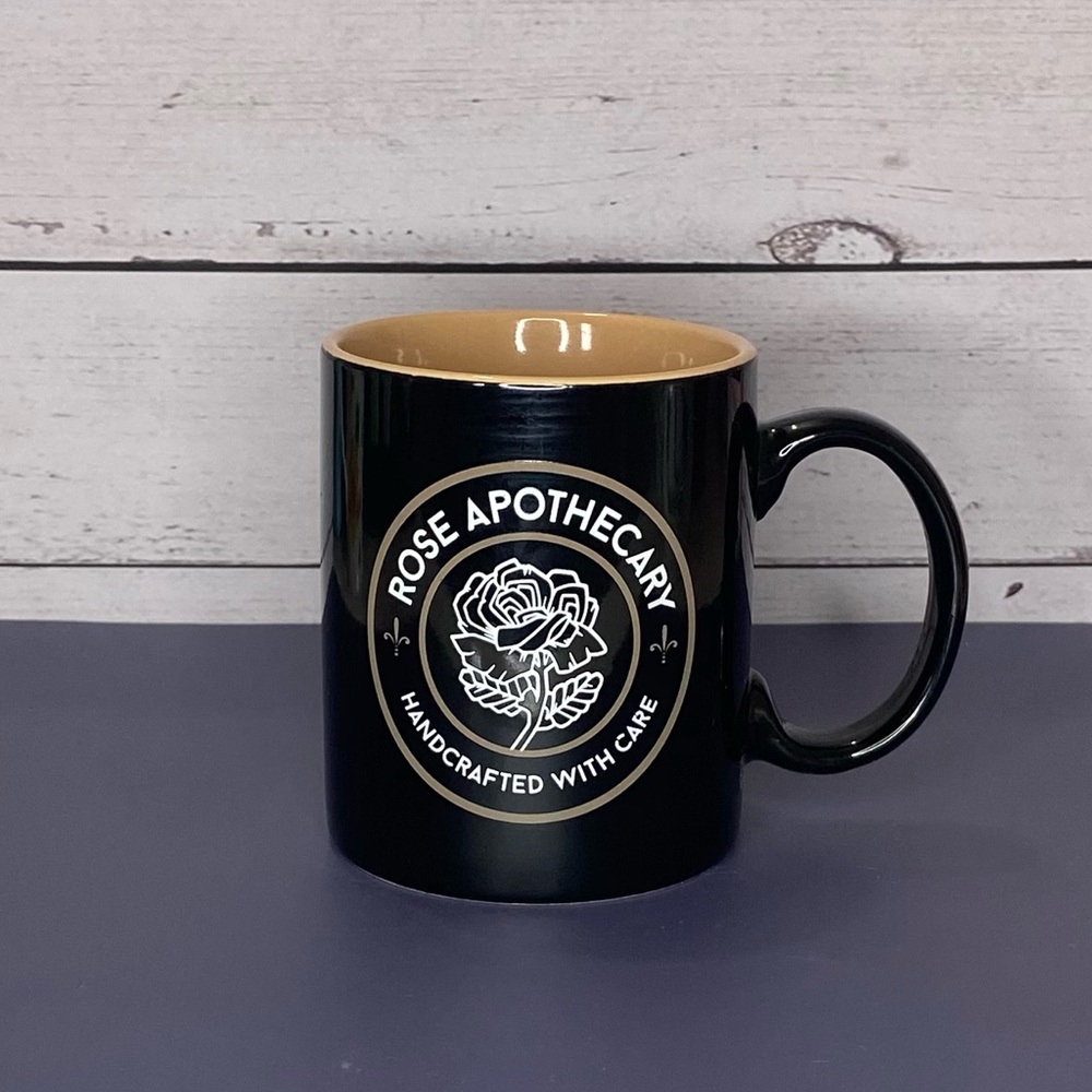 Schitts Creek “Rose Apothecary” Black Ceramic Coffee Mug By Zak, 11.5oz